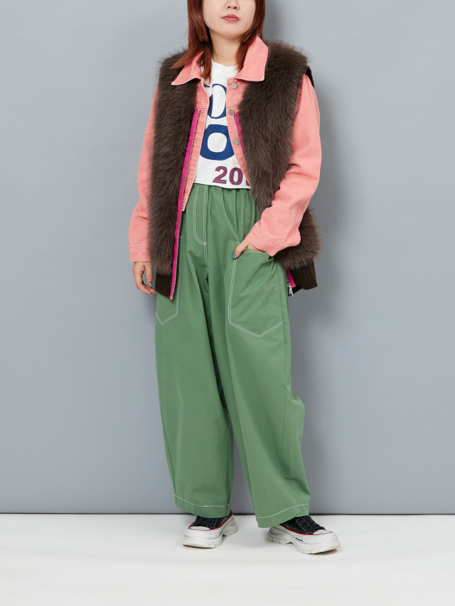 カラーステッチビッグポケットワイドパンツ la primavera online store