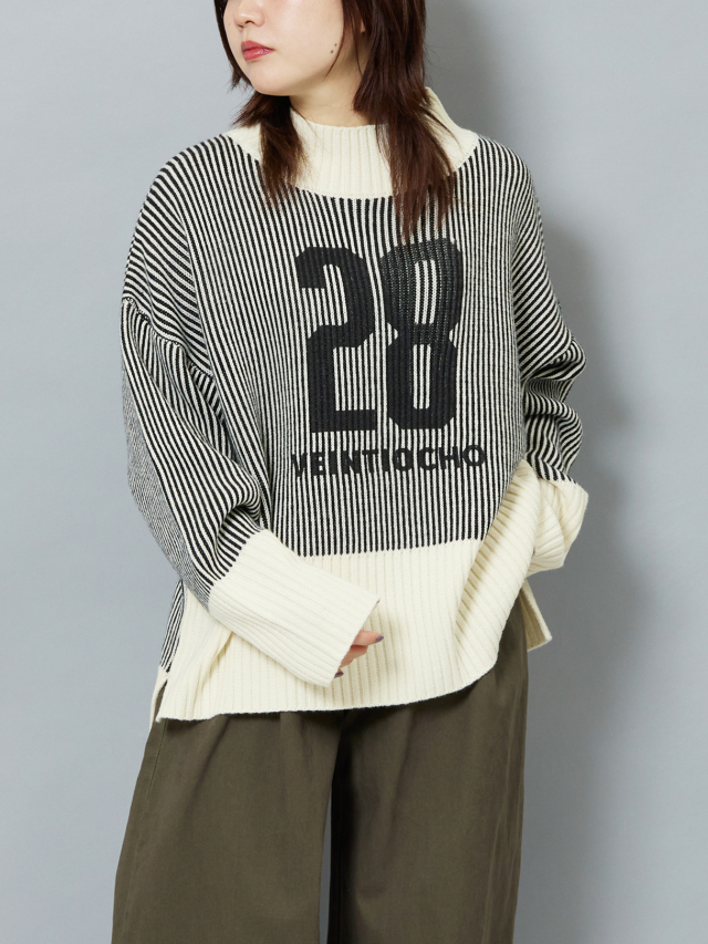 ストライプナンバリングニット la primavera online store