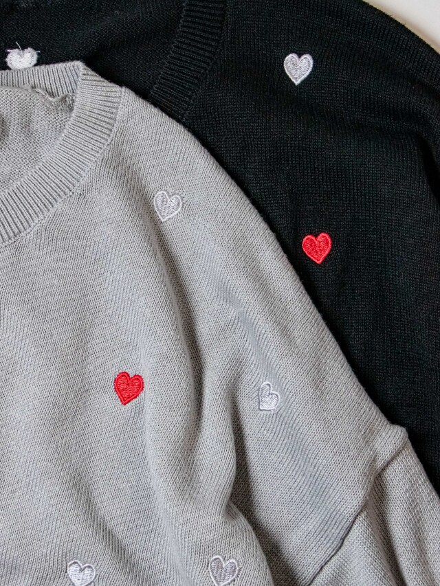 ハート刺繍クロップドニットカーディガン la primavera online store