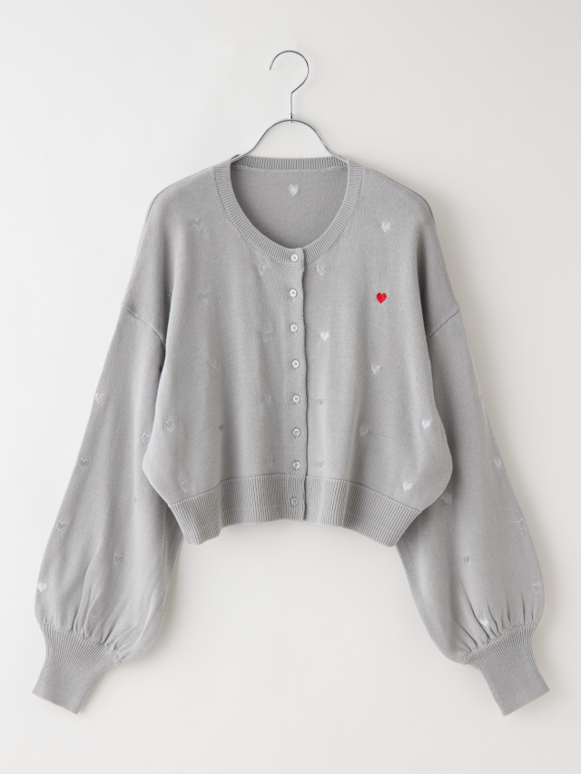 2/15LIVE】ハート刺繍クロップドニットカーディガン la primavera