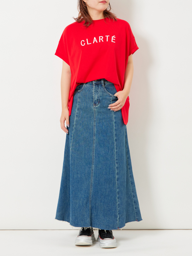 切りっぱなしデザインロングデニムスカート la primavera online store