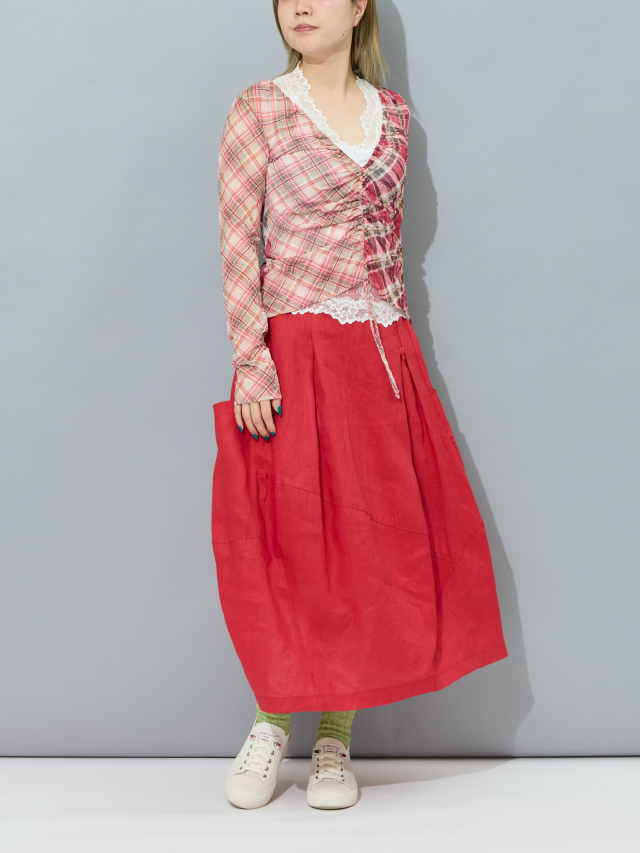 ZIP付きBIGポケットリネンコクーンスカート la primavera online store