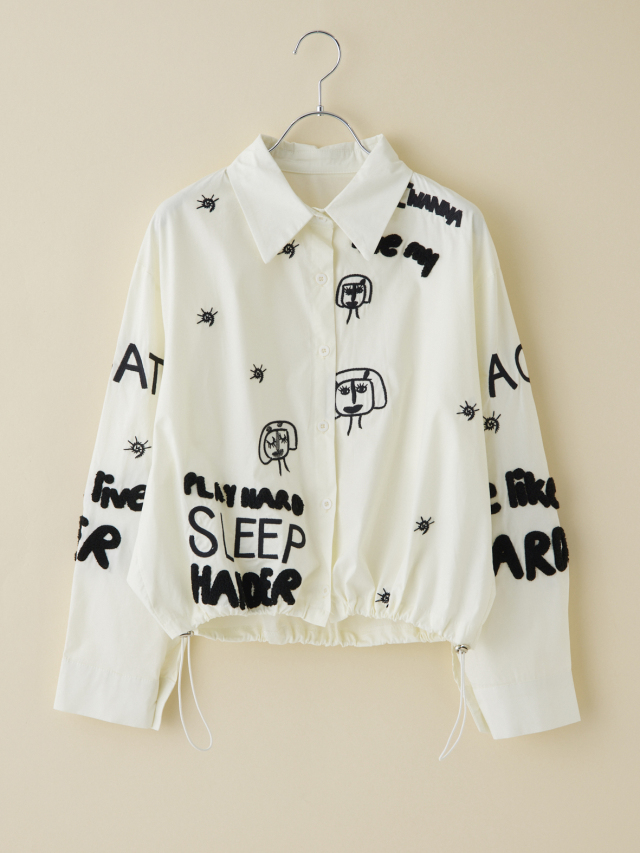 【メーカー直売】の商品をすべて ショート丈モノトーンワッペン刺繍シャツ la primavera online store ジャケット・アウター