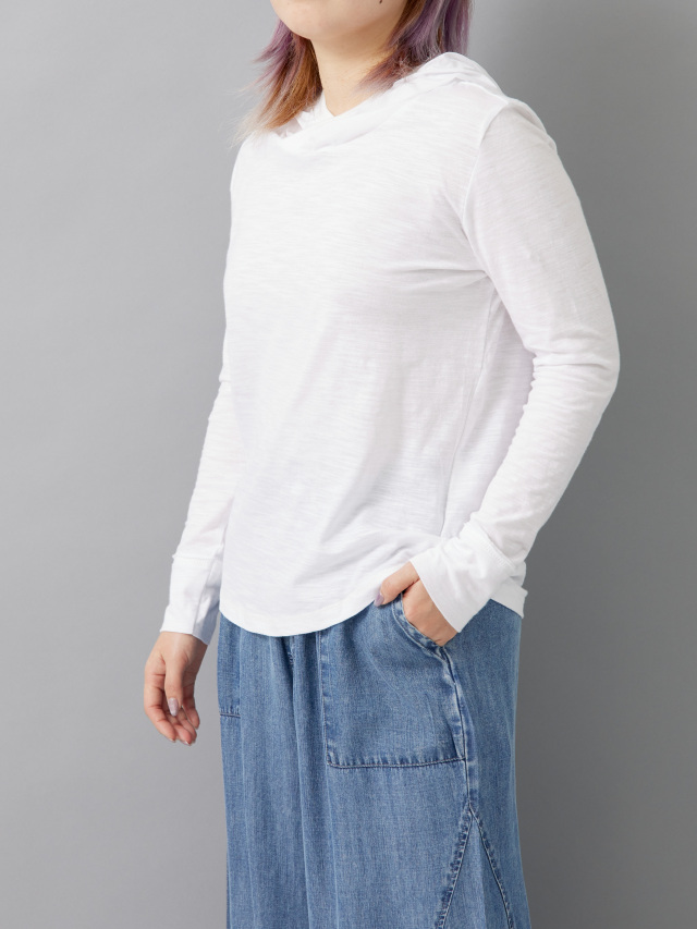 異素材フード付き長袖カットソー la primavera online store