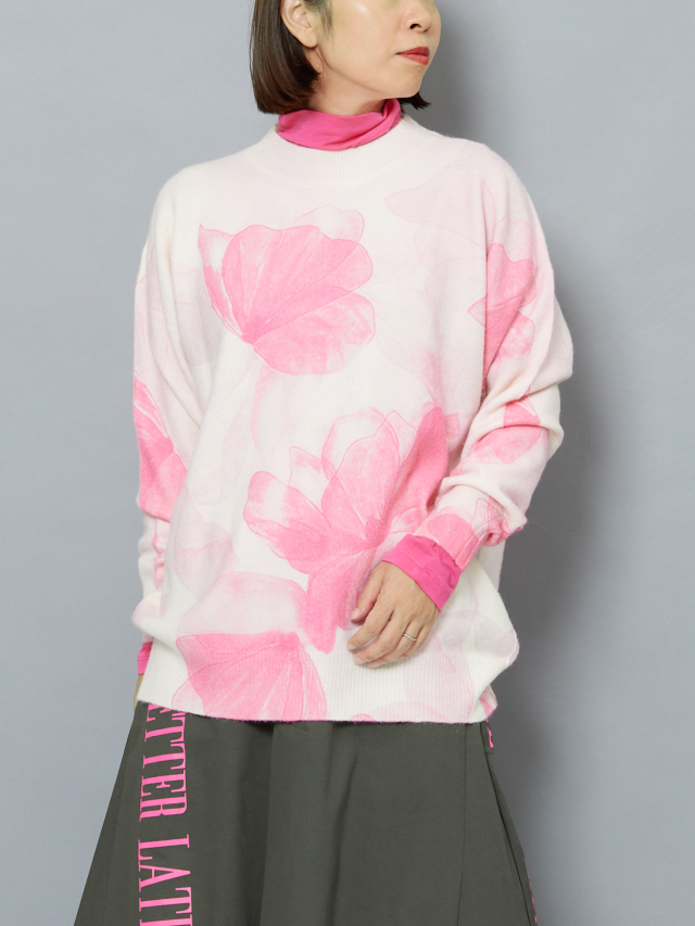 水彩風フラワープリントニット la primavera online store