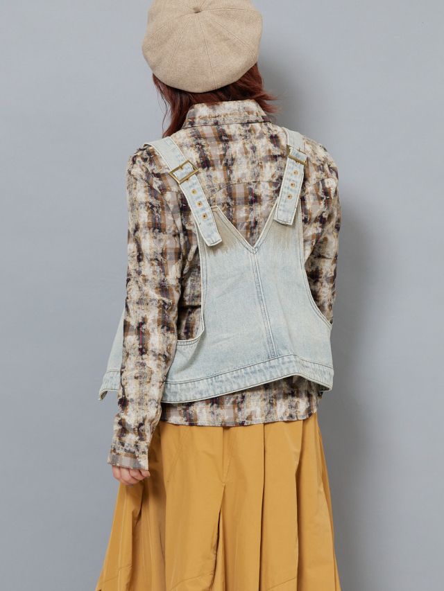 オーバーオール風ジップアップデニムベスト la primavera online store