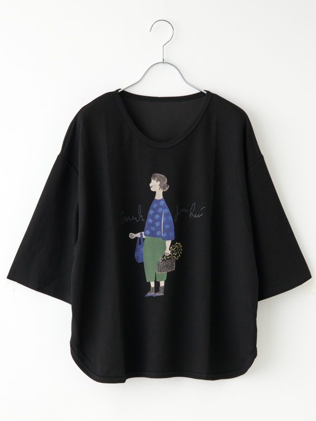 CH グラフィックプリント 七分袖カットソー ショッピングガールプリント7分袖カットソー la primavera