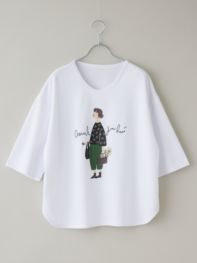 CH グラフィックプリント 七分袖カットソー ショッピングガールプリント7分袖カットソー la primavera