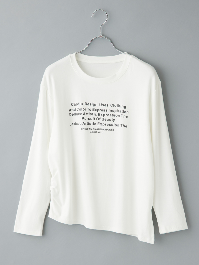 サイドギャザーアシメデザインロゴロンT la primavera online store