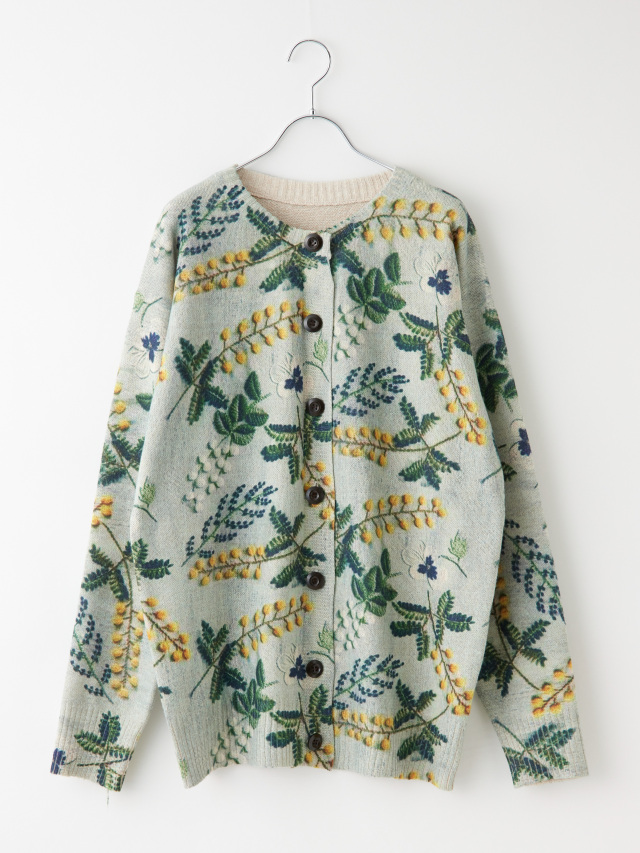 ミモザプリントロング丈ニットカーディガン la primavera online store