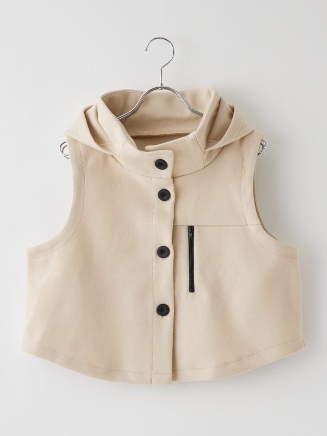 フード付きニードルパンチショートベスト la primavera online store