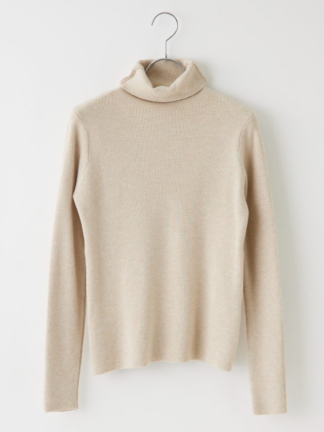 カラーリブベーシックハイネックニット