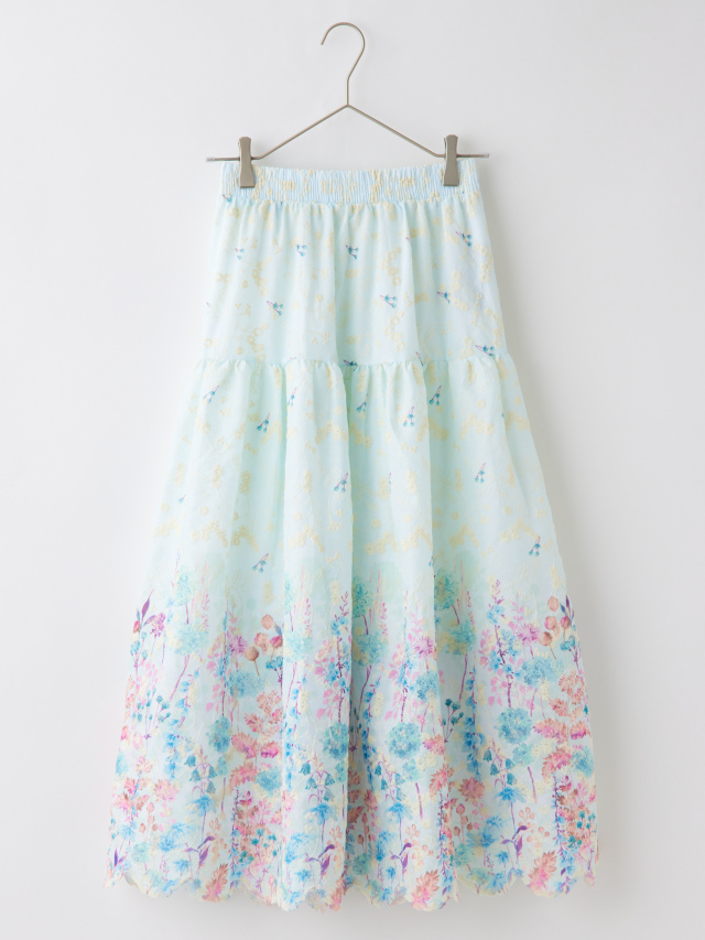 裾フラワー刺繍入りスカート