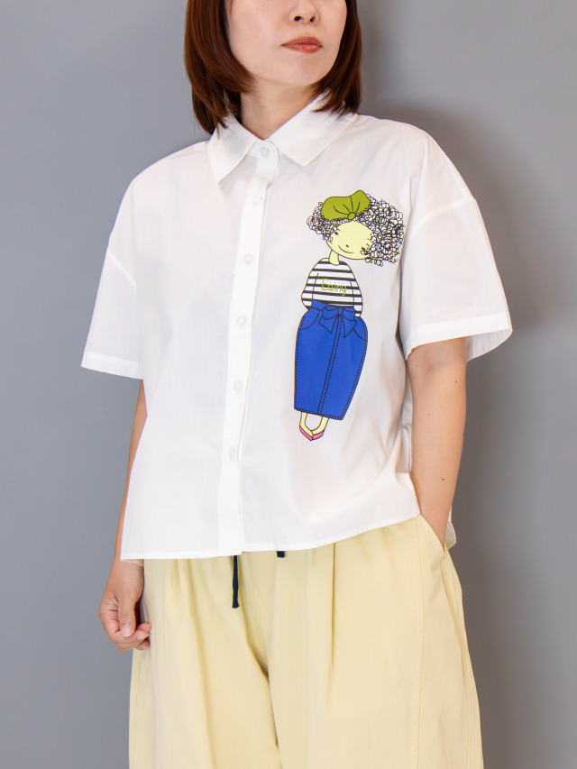 リボンガールプリント半袖ブラウス la primavera online store