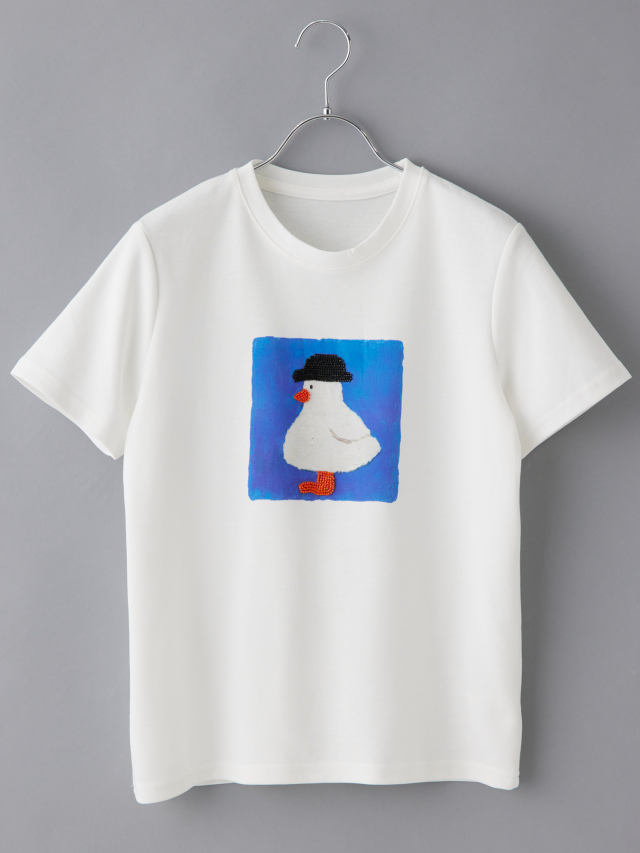 ビーズ刺繍アヒルTシャツ