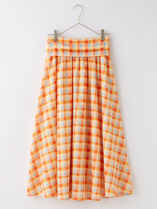 ウエストタックチェックフレアスカート