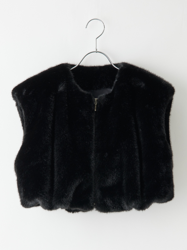 裾ギャザージップアップファーベスト