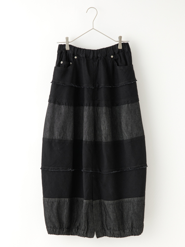 デニム切替フロントスリットバルーンスカート