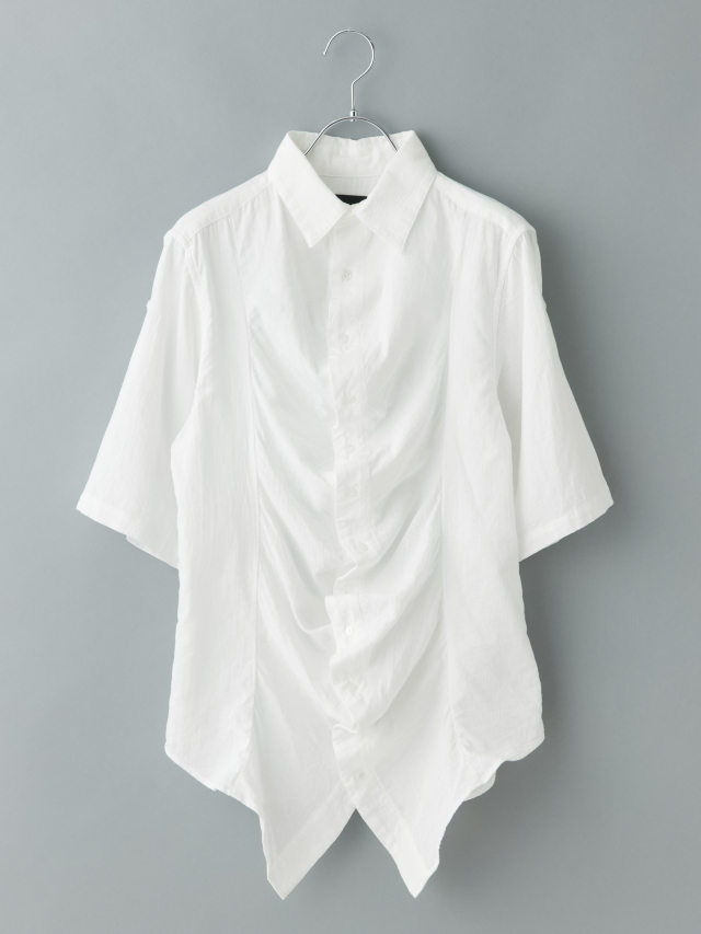 ドレープフリル変形半袖ブラウス