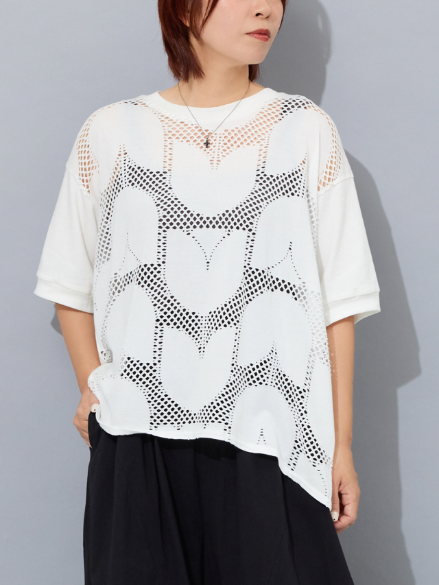 メッシュ切替バルーンTシャツ