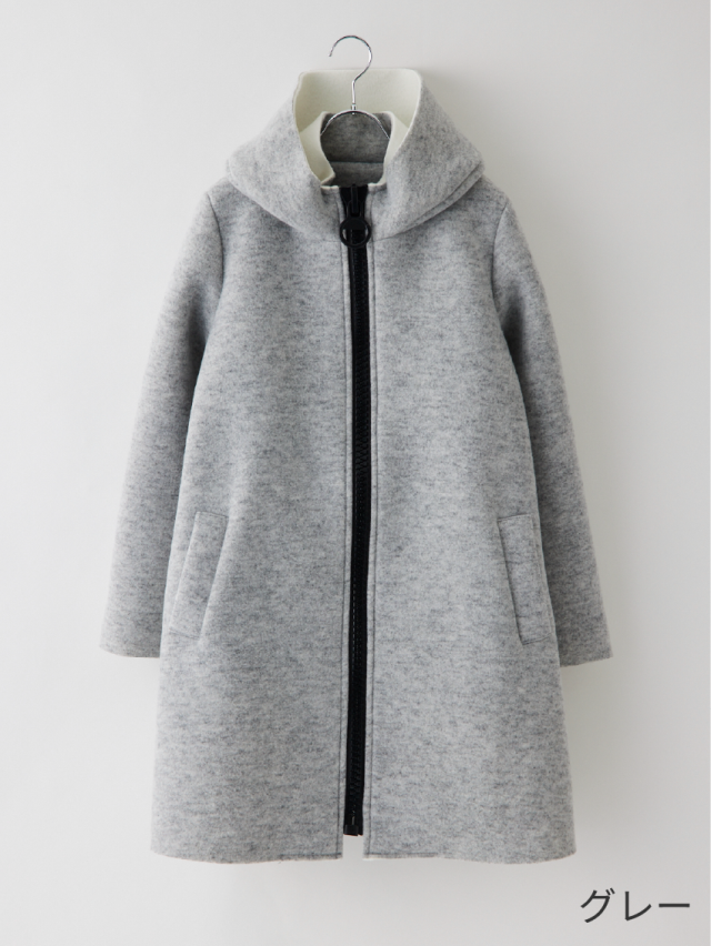 フード付きBIGジップアップロングコート la primavera online store