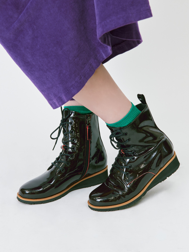 レースアップエナメルブーツ la primavera online store