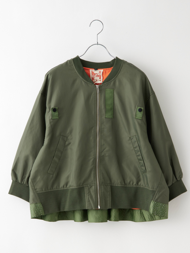 裾ビジュー付きMA-1風フレアブルゾン