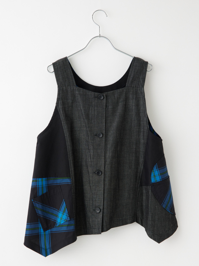 LAZY ベスト・コレクション チェック×デニム変形ベスト la primavera online store