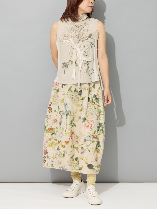 COLUMN フラワー模様 ノースリーブ トップス 36 異素材コンビテープフラワーノースリトップス la primavera online store