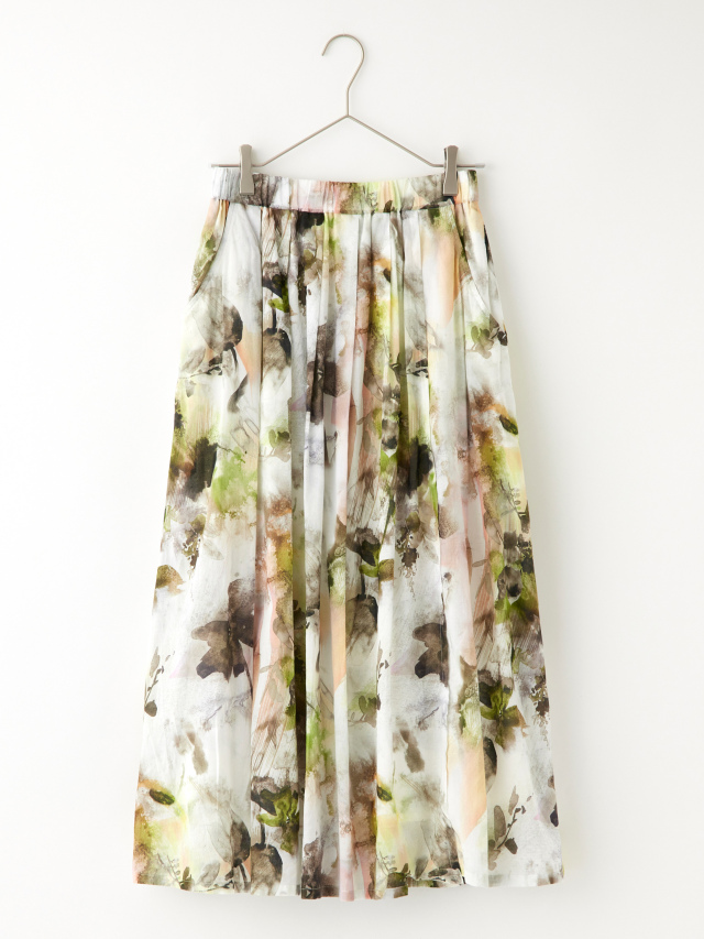 コットン水彩ペイントフレアスカート