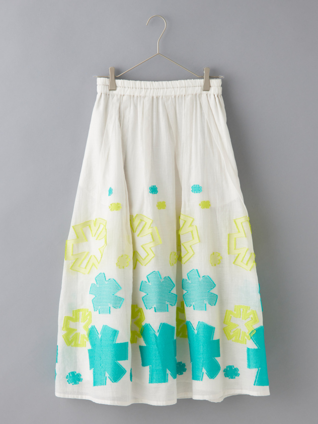 フリンジカラーフラワータックスカート