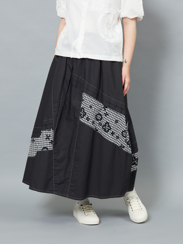 Bonpoint♡ ギンガムチェック 刺繍スカート 14A Bonne Maman × ROPE' PICNIC】ギンガムチェックIラインスカート
