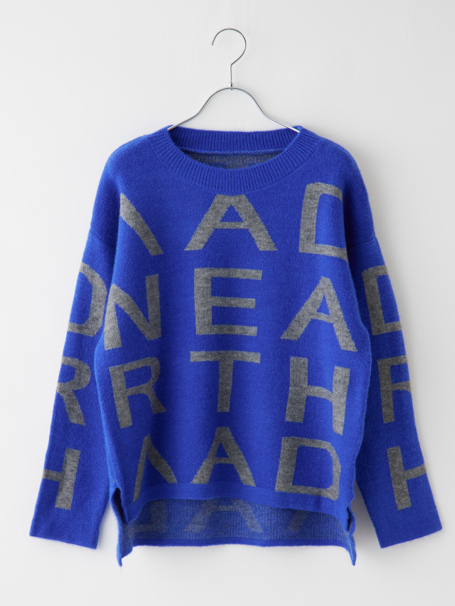 ビッグロゴサイドスリットジャガードニット la primavera online store