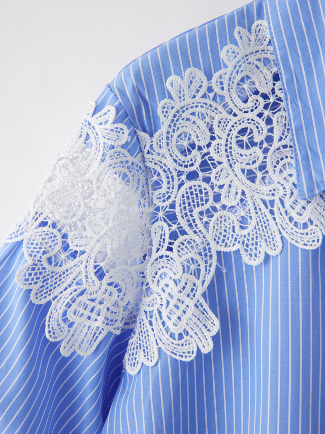レースストライプ半袖ブラウス la primavera online store