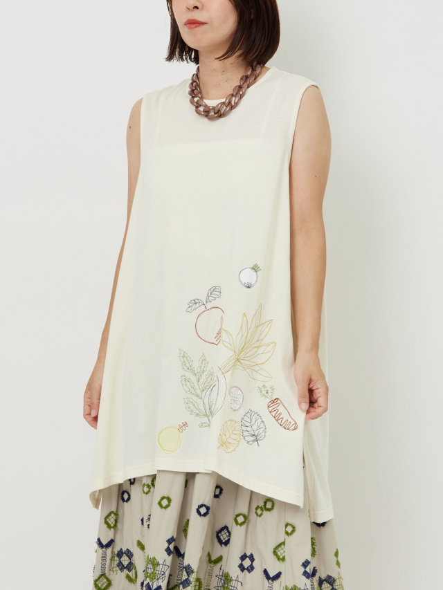 ベジタブル刺繍ロングノースリーブチュニック la primavera