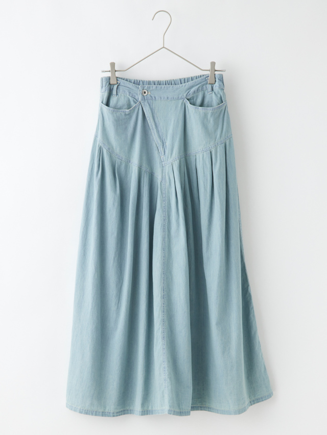 斜めジップ切替デニムスカート