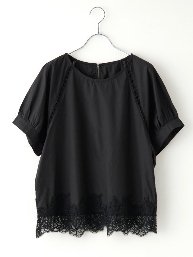裾レースパフスリーブブラウス la primavera online store