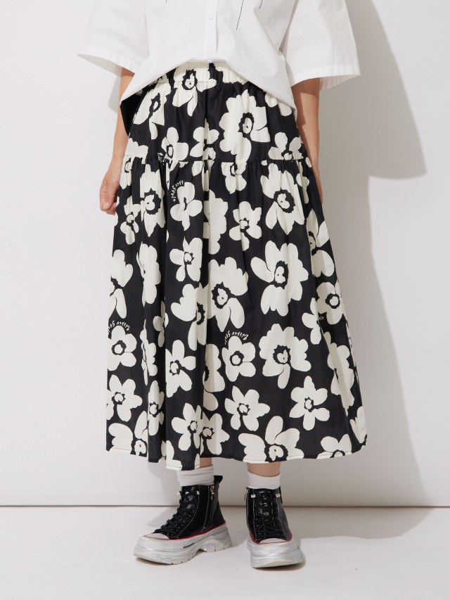 モノトーンフラワースカート la primavera online store