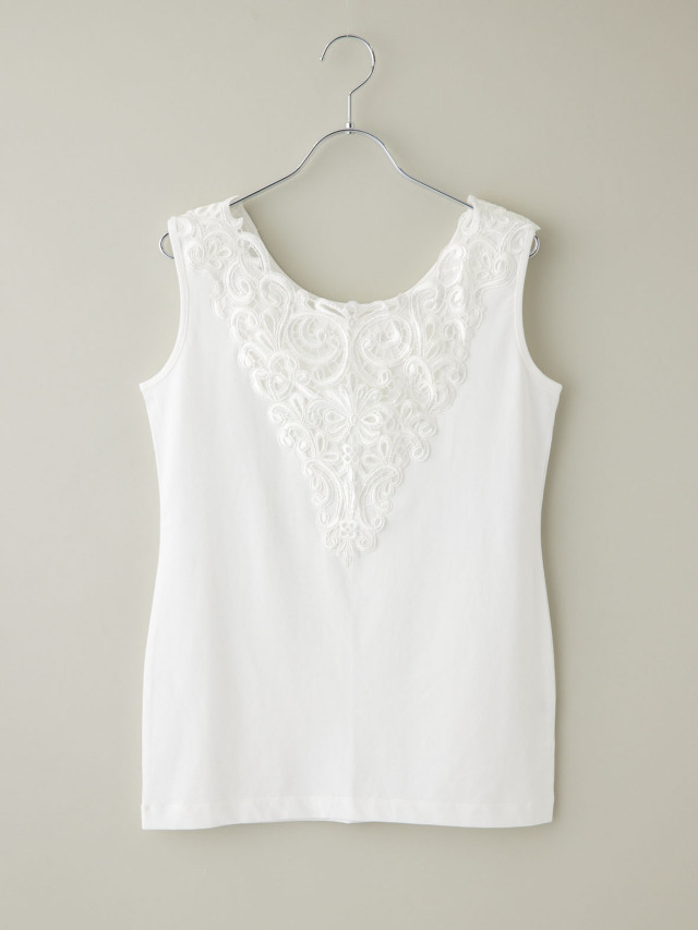 HENLI レースタンクトップ2色セット レース付きカラータンクトップ la primavera online store