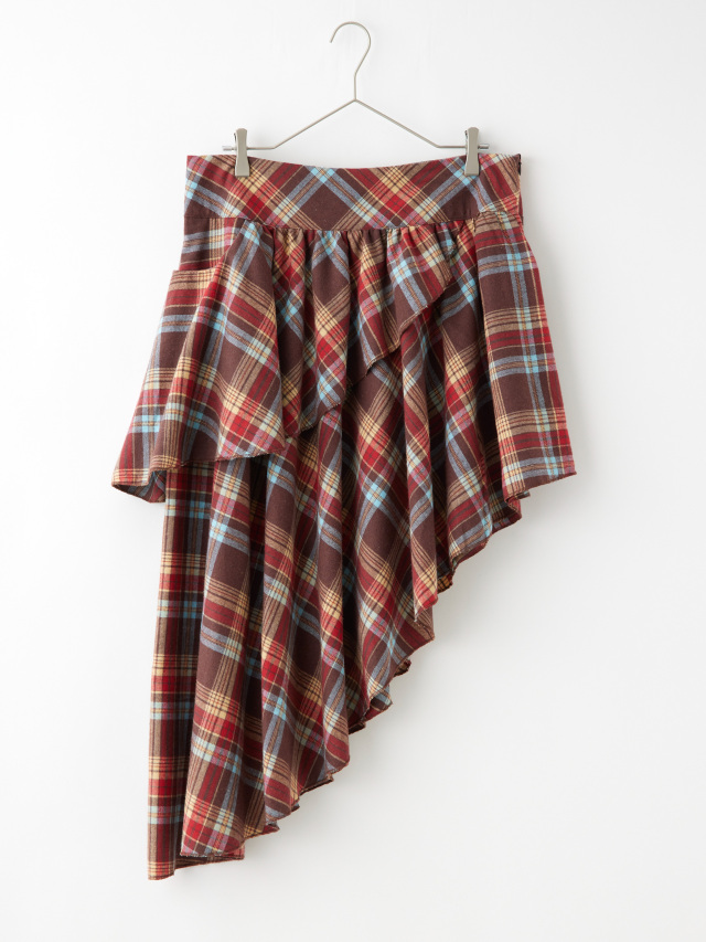 アシンメトリーチェックレイヤードスカート