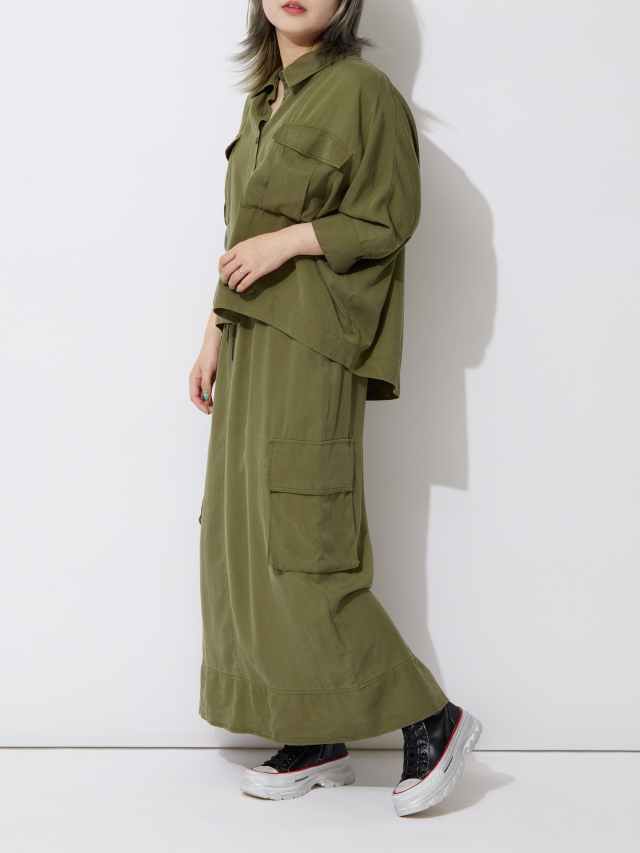 テンセルカーゴスリットスカート la primavera online store