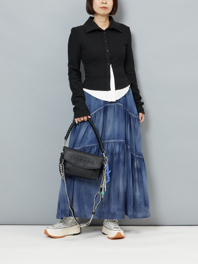 シアーデニムティアードスカート la primavera online store