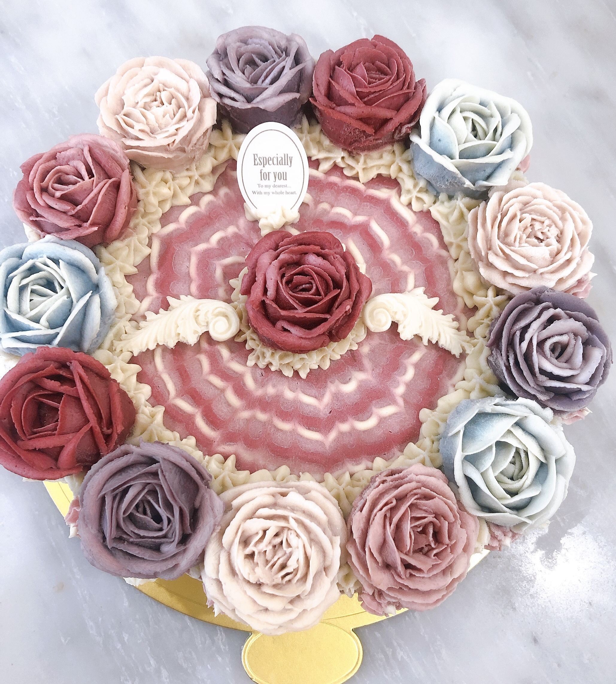 ≪Organic Rawフラワーケーキ≫メルシーローズ　（有機いちご&フランボワーズ味）　18cmホール