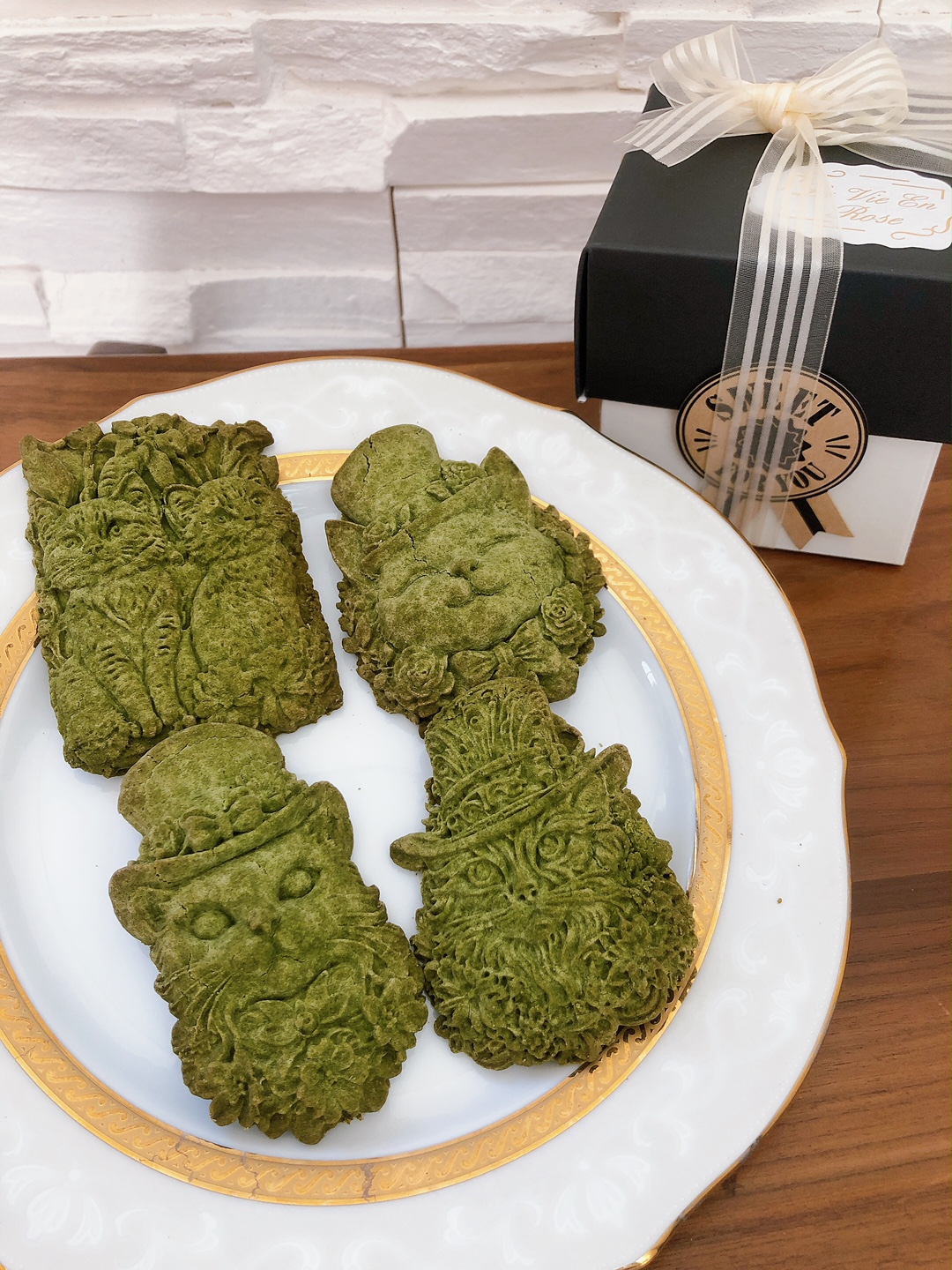 《グルテンフリー・ヴィーガン》米粉×本葛粉クッキーセット（抹茶×モリンガ味）猫物語　4枚入り