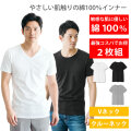 インナー メンズ 2枚組 [綿100% 天然素材で敏感肌にもオススメ 首元見えない Ｖネック クルーネック ] インナーシャツ 下着 肌着 tシャツ トップス アンダーシャツ コットン 半袖 無地 シンプル 透けない 紳士 男性 スーツ 夏 冬 オールシーズン LAD WEATHER ラドウェザー