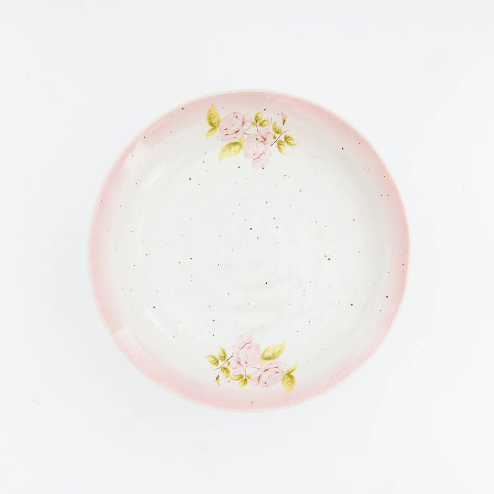 浪漫ダイアナローズ　雪粉引19cm皿 [ご予約商品]