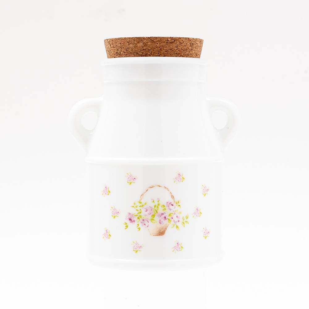 ローズバスケット ミルクガラスコルクポット [ご予約商品]