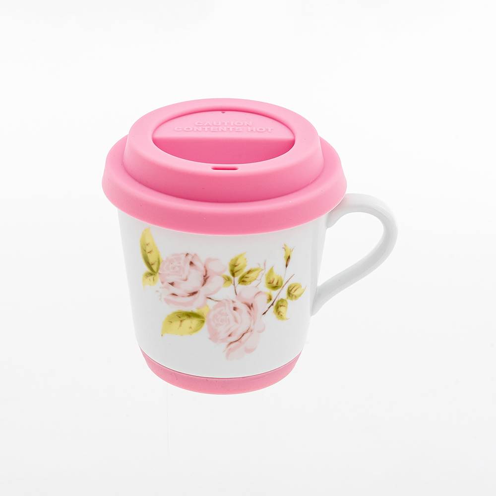 ダイアナローズ ダブルウォールマグカップ シリコン蓋付ピンク[ご予約商品]