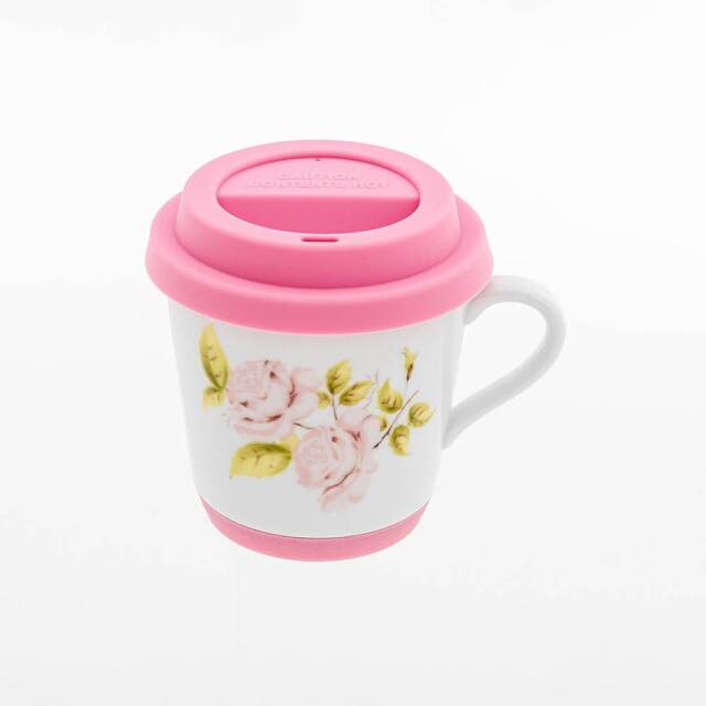 ダイアナローズ ダブルウォールマグカップ シリコン蓋付ピンク[ご予約商品]