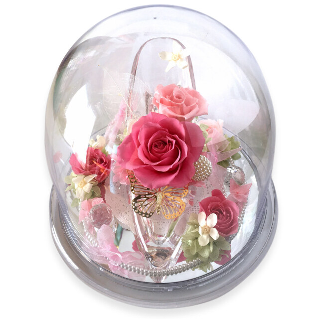 シンデレラのガラスの靴 ドーム入り プリザーブドフラワー 結婚祝い